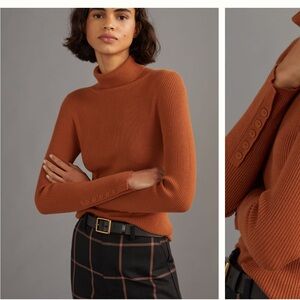 Anthropologie Maeve Fitted Knit Turtle Neck Sweater SIZE L